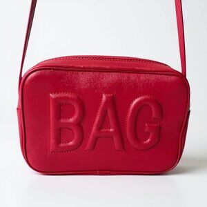Le Snob Lipstick Red Leather Embossed “LE BAG” Shoulder Bag Crossbody
